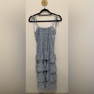PRELOVED LUCY PARIS BLUE FLORAL TIERED CHIFFON DRESS